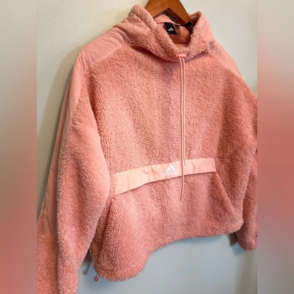 Adidas Soft Pink Sherpa Pullover - Picture 7 of 8